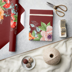 Regalo Papel de envolver Boda con flores de amapola
