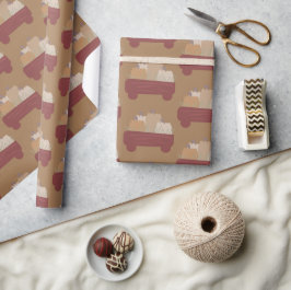 Regalo Papel de envolver boho marrón de carro de calabaza