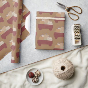 Regalo Papel de envolver boho marrón de carro de calabaza