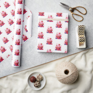 Regalo Papel de envolver brillante Cupcake rosa