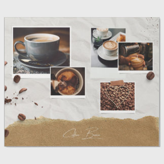 Regalo Papel de envolver café ilustrado en negro y blanco
