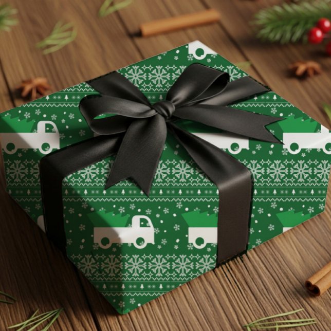 Regalo Papel de envolver camión de Navidad rústico (Subido por el creador)