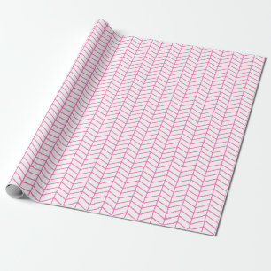 Regalo Papel de envolver Chevron - Rosa en blanco