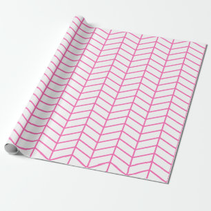Regalo Papel de envolver Chevron - Rosa en blanco XL