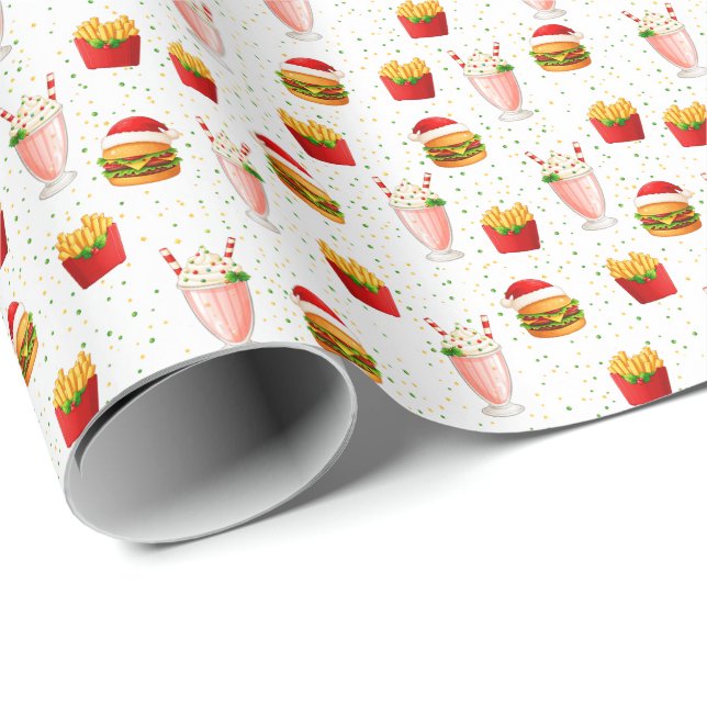 Regalo Papel de envolver comida rápida de Navidad – Comid (Esquina del rollo)