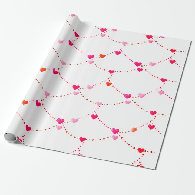 Regalo Papel de envolver con corazón rosa | San Valentín  (Desenrollado)