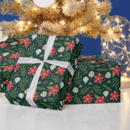 Regalo Papel de envolver con flor de poinsettia de Navida
