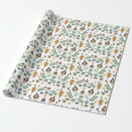 Regalo Papel de envolver con flores de bellotas de otoño