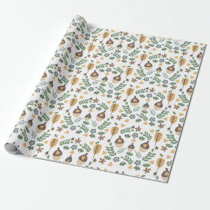 Regalo Papel de envolver con flores de bellotas de otoño
