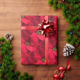Regalo Papel de envolver con flores de poinsettia rojas d