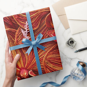 Regalo Papel de envolver con hilo rojo de orquídea abstra