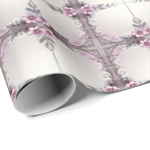 Regalo Papel de envolver con marco floral rosa