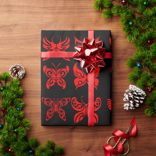 Regalo Papel de envolver con mariposas rojas