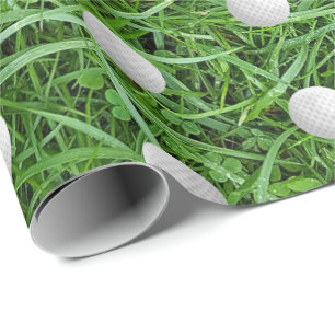 Regalo Papel de envolver con pelotas de golf en césped po