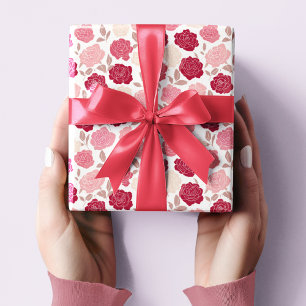 Regalo Papel de envolver con rosas rosadas y rojas de San
