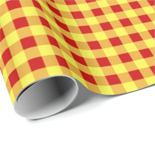 Regalo Papel de envolver, cuadros rojos y amarillos