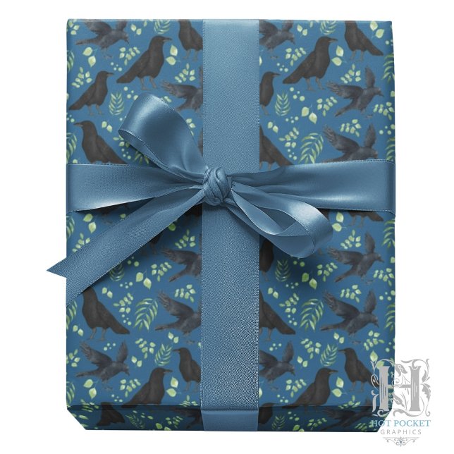 Regalo Papel de envolver cuervo en azul (Subido por el creador)