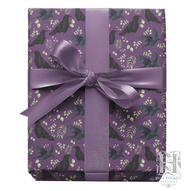 Regalo Papel de envolver Cuervo en Morado (Subido por el creador)