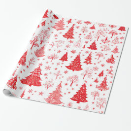 Regalo Papel de envolver de árbol de navidad rojo festivo