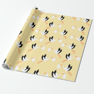 Regalo Papel de envolver de Baby Shower de la cigüeña a