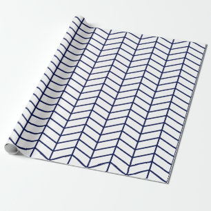 Regalo Papel de envolver de Chevron - Azul marino sobre b