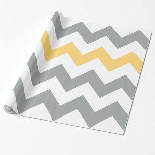 Regalo Papel de envolver de chevron gris y amarillo