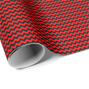 Regalo Papel de envolver de chevron pequeño rojo y negro