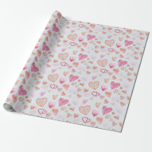 Papel de envolver de corazón de amor rosado mini
