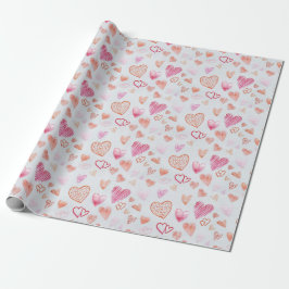 Regalo Papel de envolver de corazón de amor rosado mini