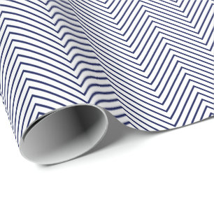 Regalo Papel de envolver de la línea Chevron - Azul mari