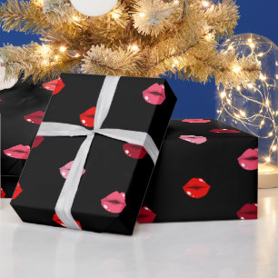 Regalo papel de envolver de labios rojos y rosados lindo