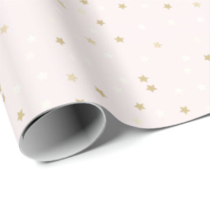 Regalo Papel de envolver de las estrellas de oro rosas