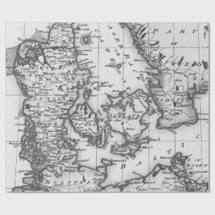 Regalo Papel de envolver de mapas antiguos en blanco y ne