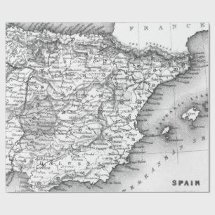 Regalo Papel de envolver de mapas antiguos en blanco y ne