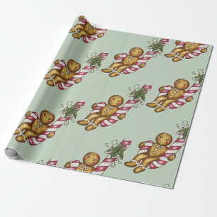 Regalo Papel de envolver de pan de jengibre de bastón de 