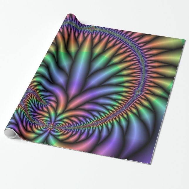 Regalo Papel de envolver de planta de arcoiris psicodélic (Desenrollado)
