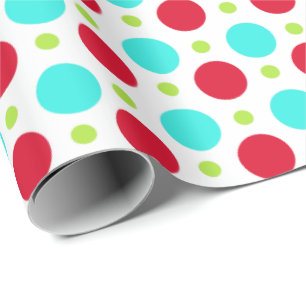 Regalo Papel de envolver de polka verde y rojo turquesa