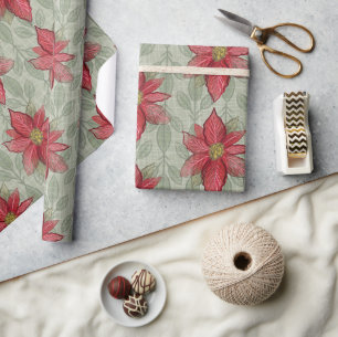 Regalo Papel de envolver de puninsettias para Navidades r