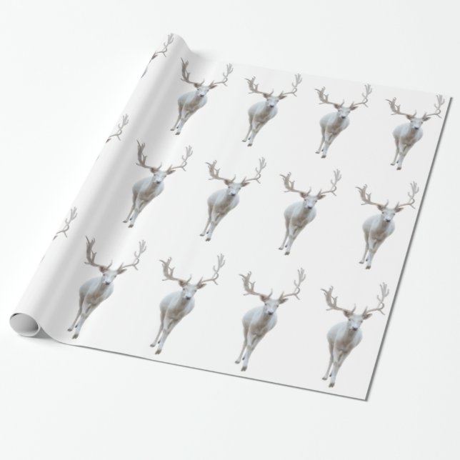 Regalo Papel de envolver de renos blancos (Desenrollado)
