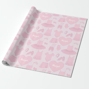 Regalo Papel de envolver de ropa de ballet - fondo rosado