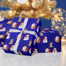 Regalo Papel de envolver de Santa, Reindeer y Snowman X'm