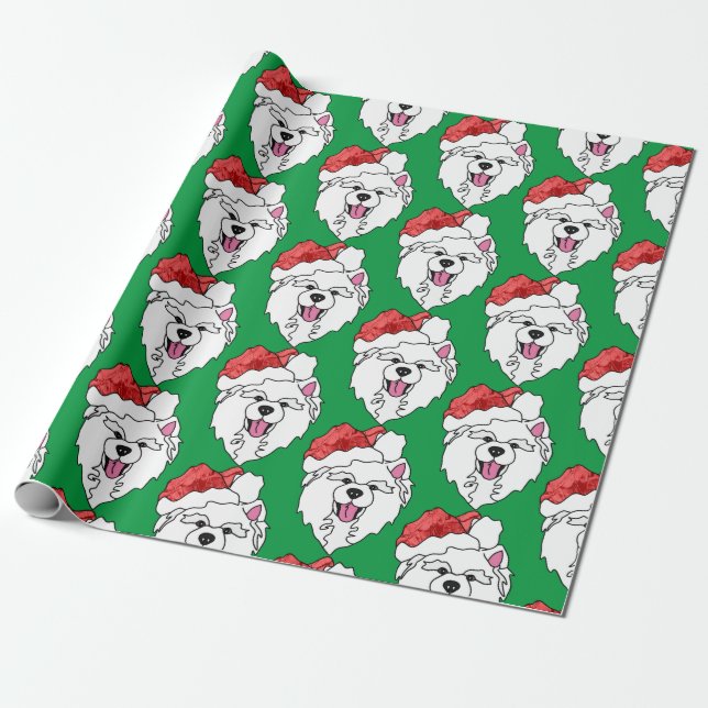 Regalo Papel de envolver de Santa Samoyed: mate, glossy&L (Desenrollado)
