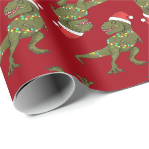 Regalo Papel de envolver de Xmas Navidades Dino T-Rex San