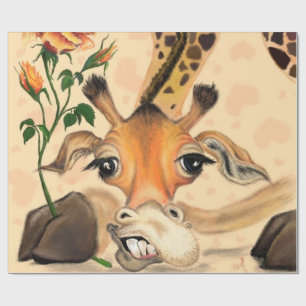 Regalo Papel de envolver divertida jirafa romántica con R