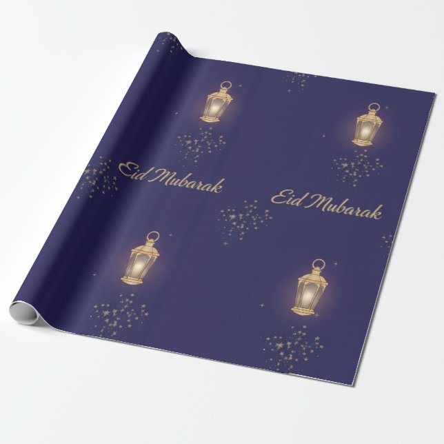 Regalo Papel de envolver Eid azul (Desenrollado)