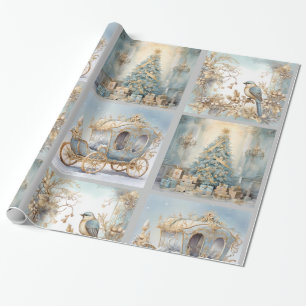 Regalo Papel de envolver elegante azul y dorado