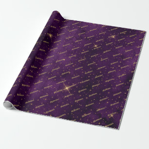 Regalo Papel de envolver estrella morada y dorada