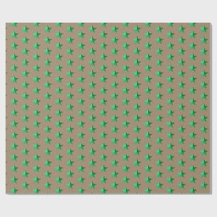 Regalo Papel de envolver estrellas verdes Rustic Kraft