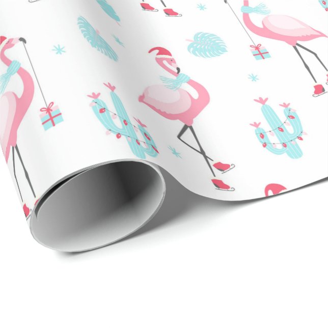 Regalo Papel de envolver flamingo para navidades (Esquina del rollo)