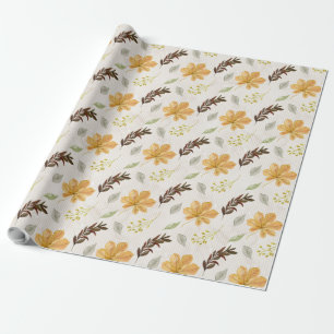 Regalo Papel de envolver flor amarillo otoño/otoño